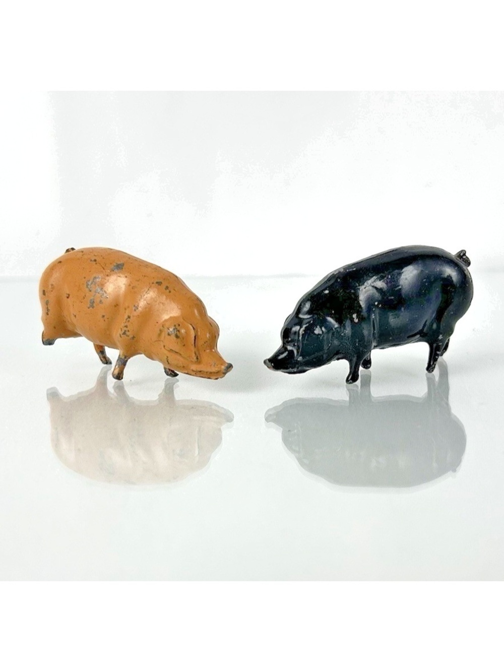 Vintage Britains Ltd Lead Metal Pig Lot Black Pink Figurine Farm 2" Read